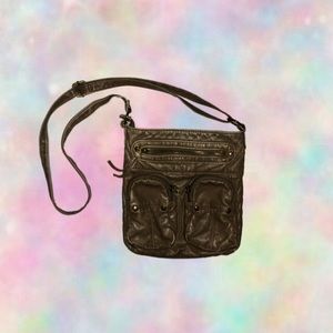 beige faux leather purse